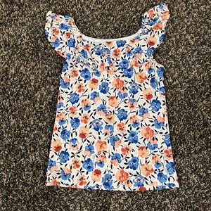 NWOT Ann Taylor ruffle neck floral top